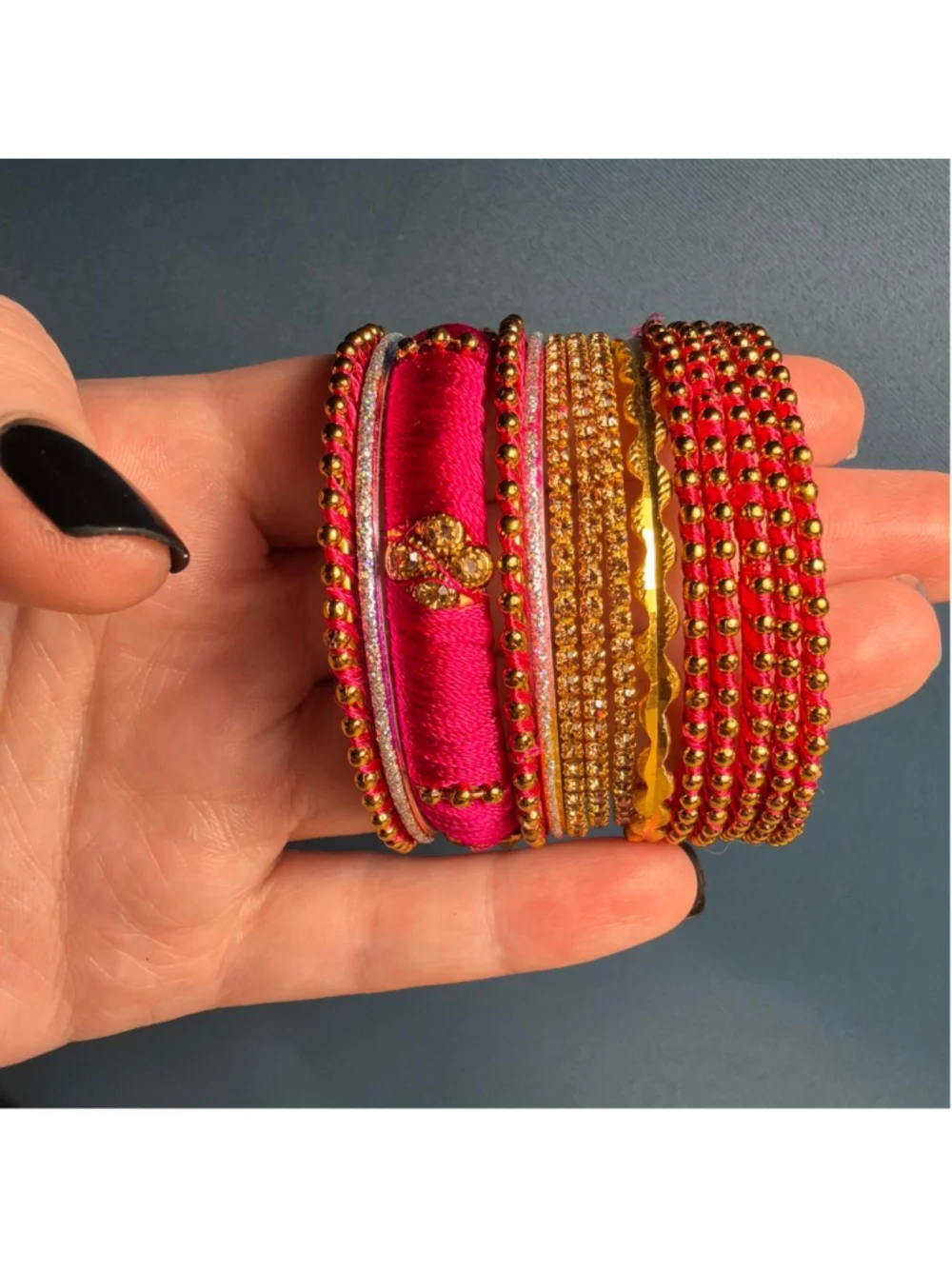 Pink and gold children's bangles set